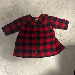 Girls Red Flannel Hanna Andersson Shirt 6 - 12 Mo